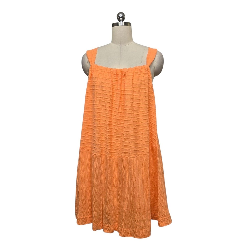 FP Beach Free People Orange Textured Cotton Open Back Tie Mini Dress Size Medium